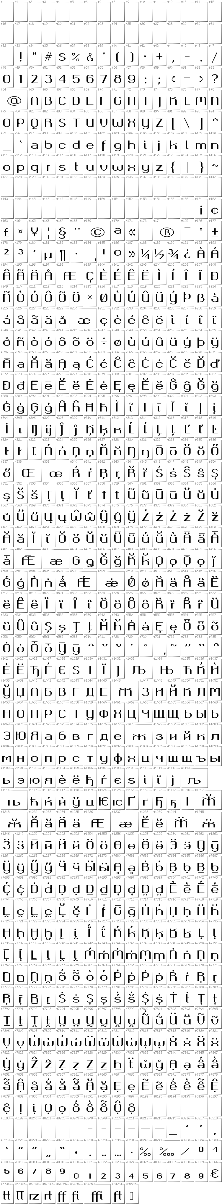 All glyphs in font Okolaks