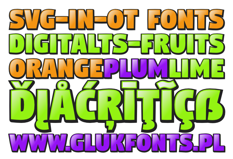 Opentype-SVG font DigitaltS-fruits made by gluk