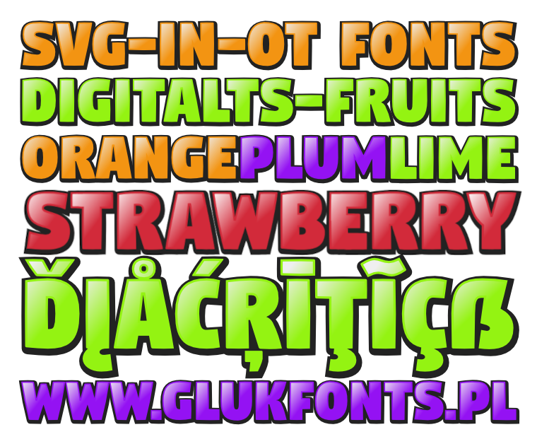 Opentype-SVG font DigitaltS-fruits made by gluk