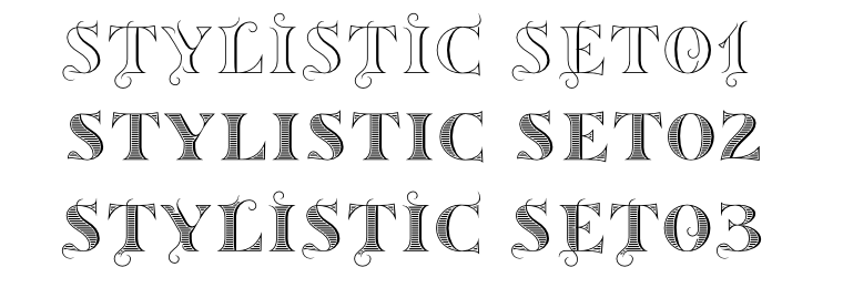 3 stylistic sets in Sortefax