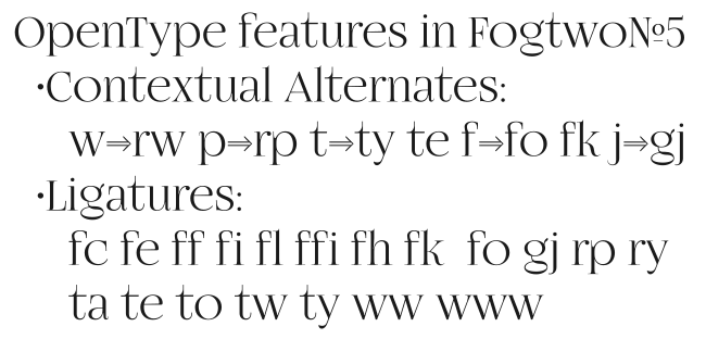 OpenType Features in font FogtwoNo5