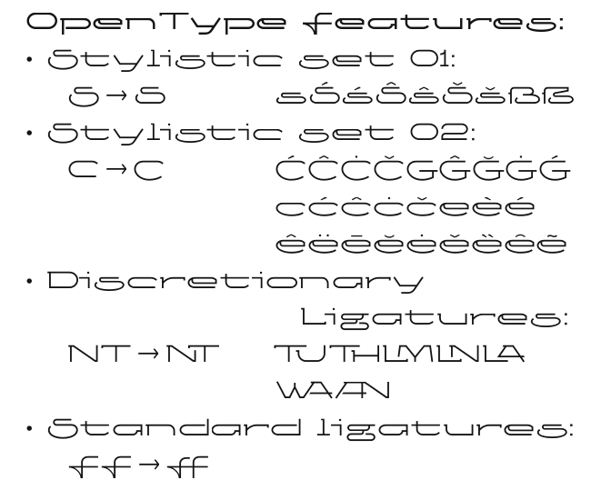 OpenType Features in font Ketosag