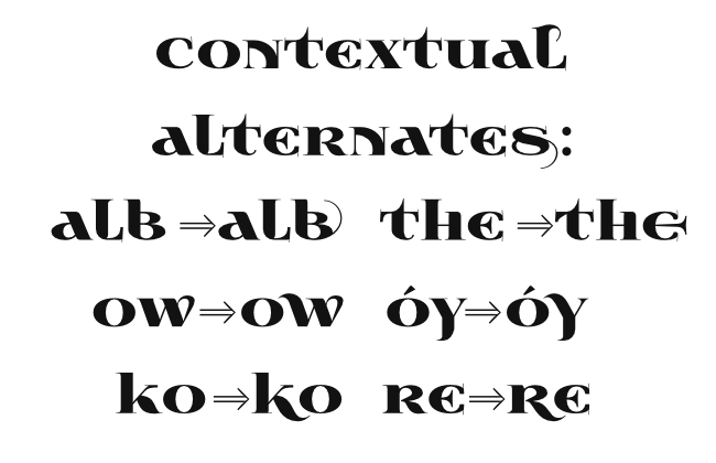 OpenType Features in font Wabroye