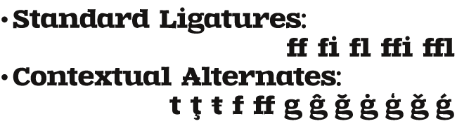 OpenType Features in font Zantroke