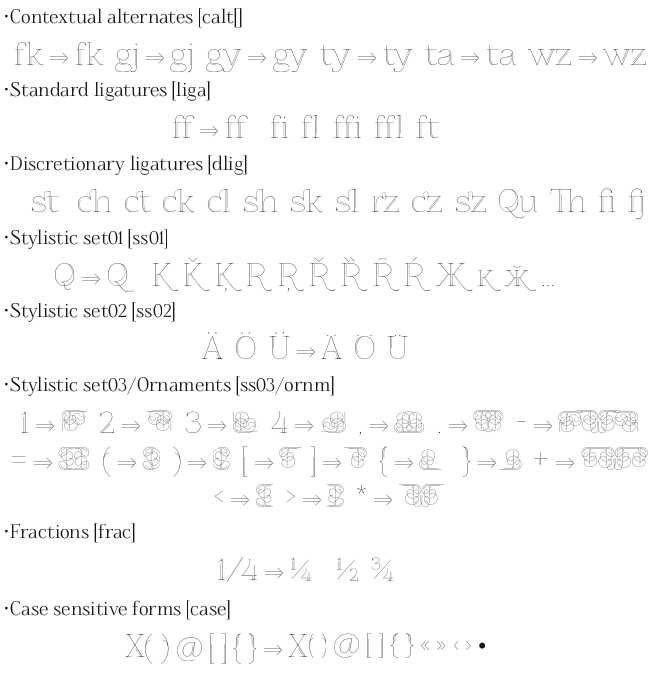 OpenType Features in font ZnikomitNo25